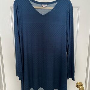 LuLaRoe Elizabeth Blue Long Sleeve Top